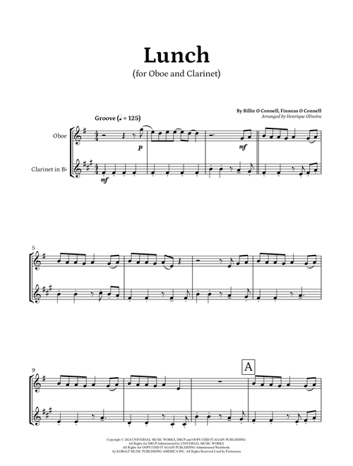 Lunch (Arr. Henrique Oliveira) - Billie Eilish (Instrumental Duet)