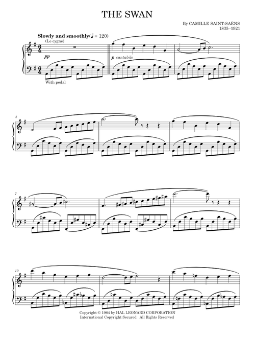 The Swan - Camille Saint Saens (Piano Solo)