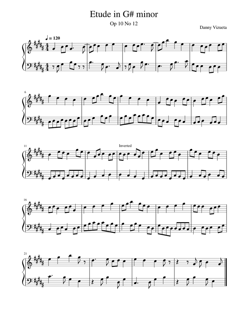 Etude in G# minor Sheet Music for Piano (Solo) easy | MuseScore.com