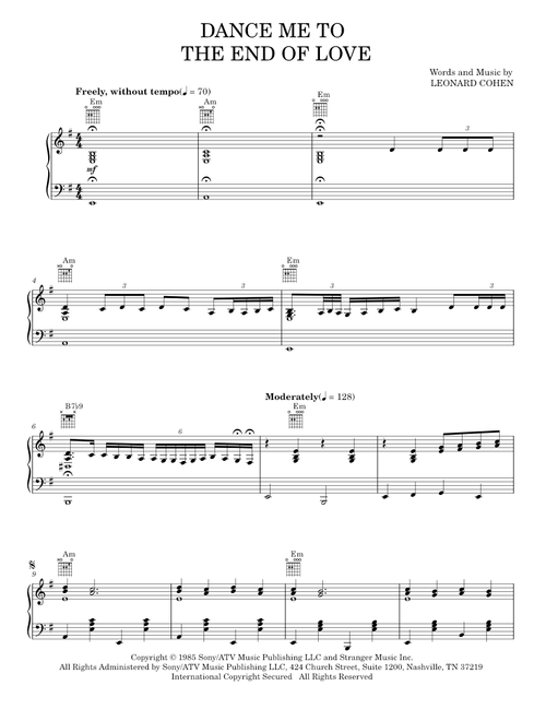 Dance Me To The End Of Love - Leonard Cohen, Madeleine Peyroux (Piano-Vocal-Guitar)