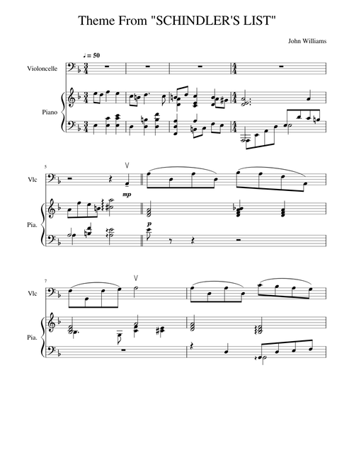 Shindler's List Theme for Cello + Piano