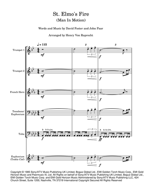 St. Elmo's Fire (man In Motion) (Arr. Henry Von Ruprecht) - John Parr, David Foster (Brass Ensemble)
