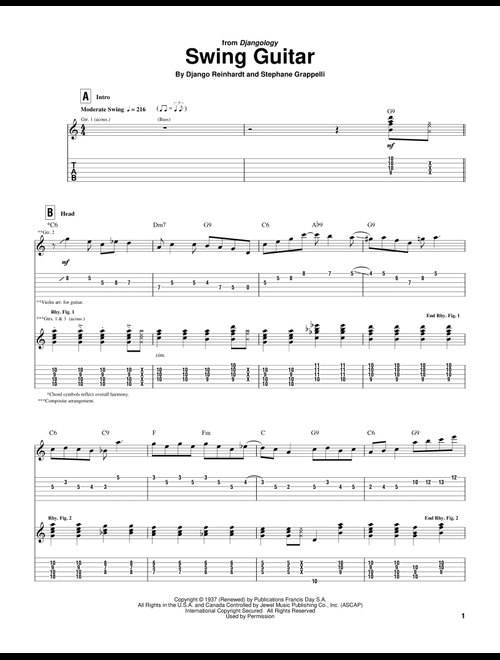 Swing Guitar - Django Reinhardt (Guitar Tab)