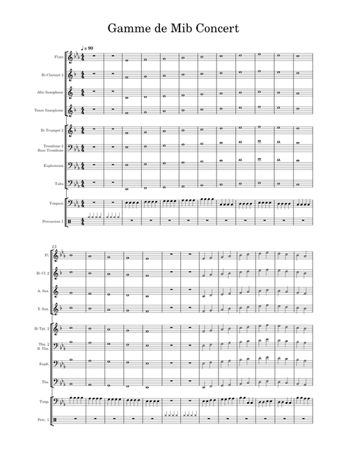 Major scales – Lessons - Scales Gamme de Mib Concert