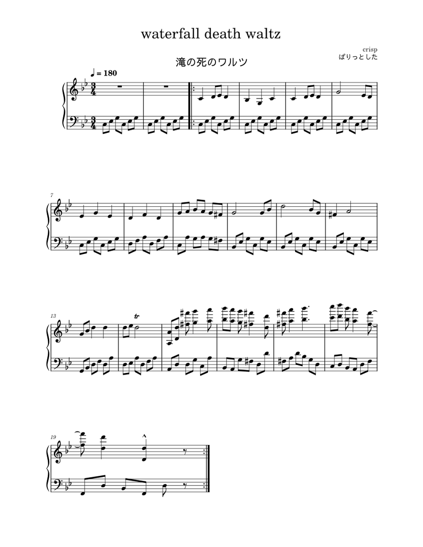 waterfall death waltz Sheet music for Piano (Solo)