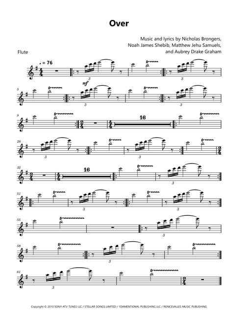 Over (Arr. David Lartey) - Drake (Flute Solo)