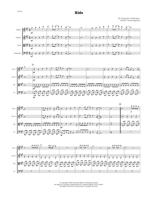 Kids (Arr. Isabel Oliveira Hill) - MGMT (String Quartet)