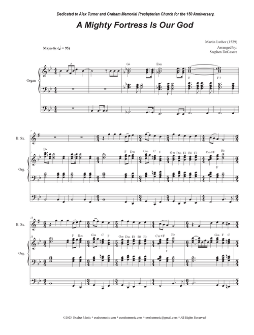 A Mighty Fortress Is Our God (Baritone Saxophone and Organ) (Arr. Stephen DeCesare) (Baritone Sax Solo)