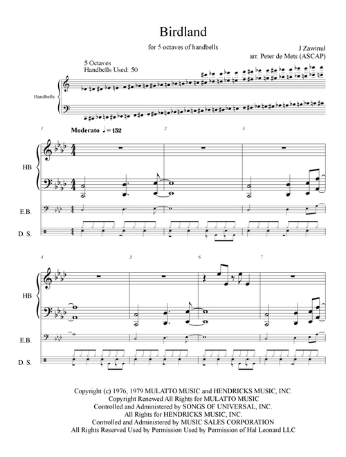 Birdland (Arr. Peter de Mets (ASCAP)) - Manhattan Transfer (Small Ensemble)