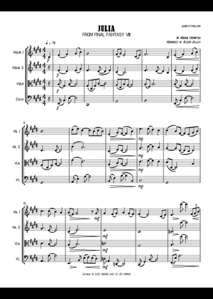 Final Fantasy VIII - Julia Sheet Music for Piano (Solo