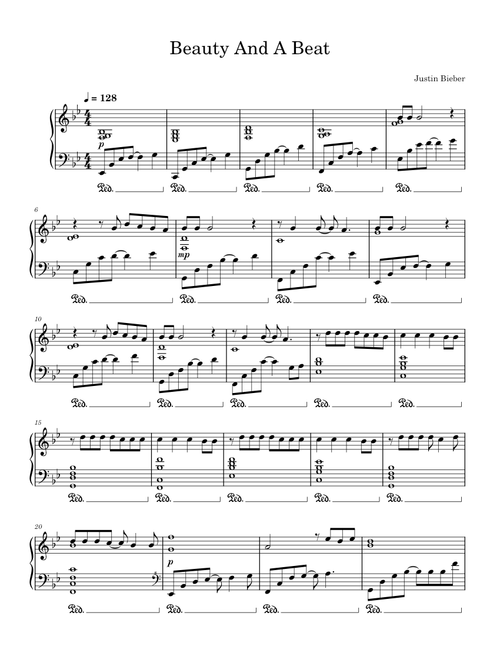 Justin Bieber - Beauty And A Beat - Piano cover