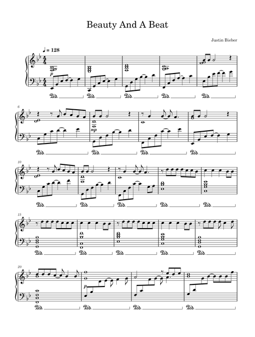 Justin Bieber - Beauty And A Beat - Piano cover