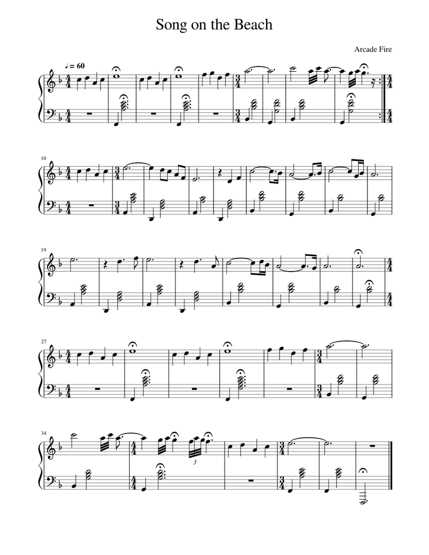 Song on the Beach ('Her' Soundtrack) Sheet music for Piano