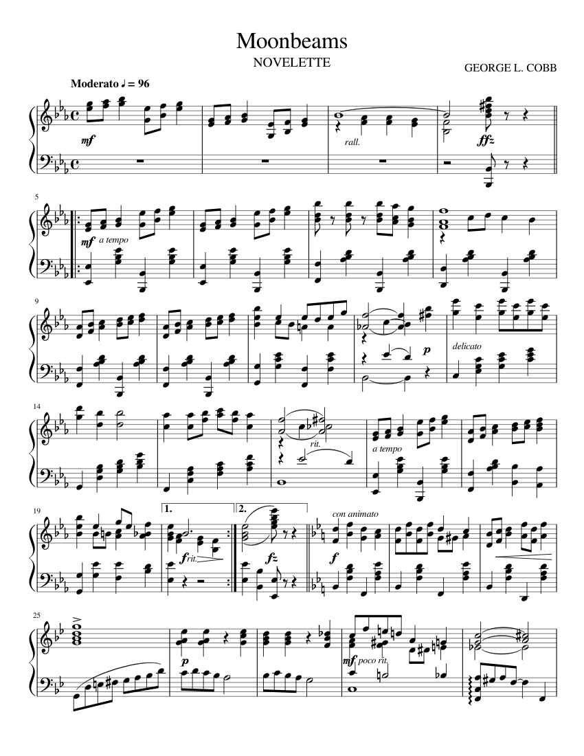 Moonbeams (1918) Sheet music for Piano (Solo)