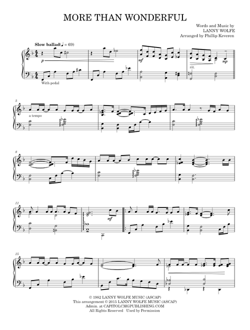 More Than Wonderful - Sandi Patty (Piano Solo)