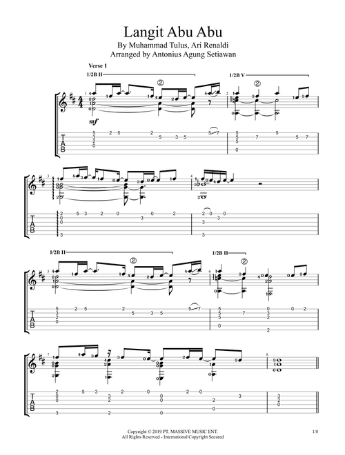 Langit Abu-abu (Arr. Antonius Agung Setiawan) - Tulus (Guitar Tab)