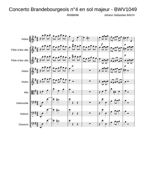 Concerto Brandebourgeois n°4 en sol majeur - BWV1049 - Andante