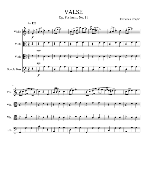 Chopin Waltz Op. Posth. No. 11 String Quartet