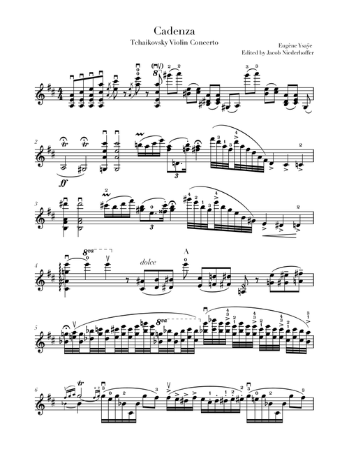 Cadenza to the Tchaikovsky Violin Concerto (Arr. Jacob Niederhoffer) - Eugène Ysaÿe (Violin Solo)