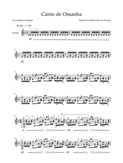 Canto De Ossanha (Arr. Jamison Sampaio) - Astrud Gilberto (Solo Guitar)