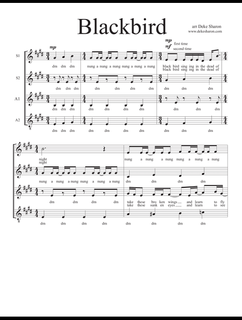 Blackbird (Arr. Deke Sharon) - The Beatles (Choral, SSAA)