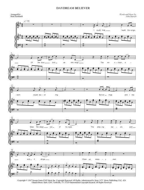 Daydream Believer (Arr. Brad Bernhardt) - The Monkees (Piano Vocal)