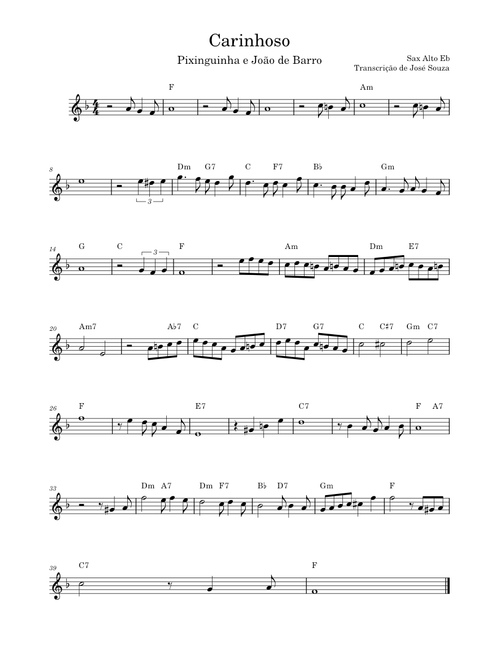 CARINHOSO SAX ALTO Eb {EM FÁ MAIOR}