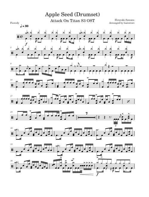 Apple Seed – Hiroyuki Sawano DRUMSET 1:1 [WIP]