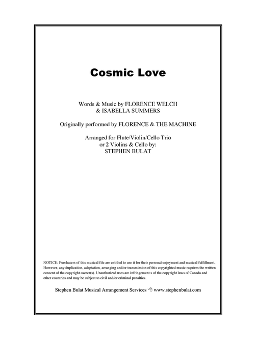 Cosmic Love (Arr. Stephen Bulat) - Florence And The Machine (Small Ensemble)