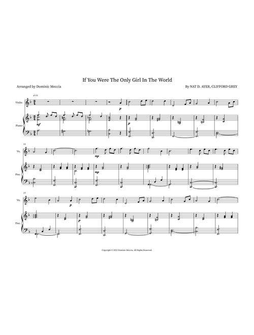 If You Were The Only Girl In The World (Arr. Dominic Meccia) - Nat D. Ayer (Instrumental Duet)