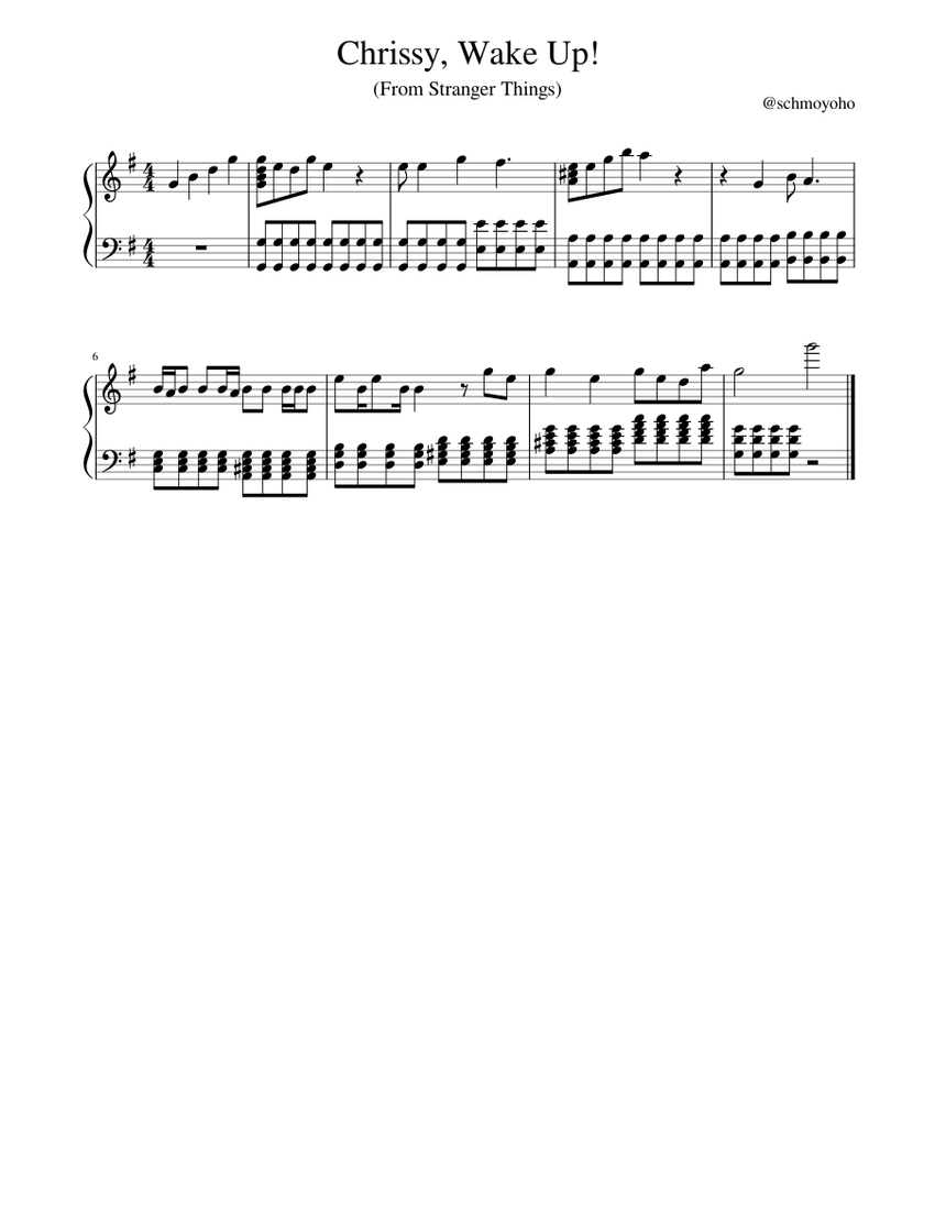 Chrissy, Wake Up! (Stranger Thingers S4) Sheet music for Piano (Solo)