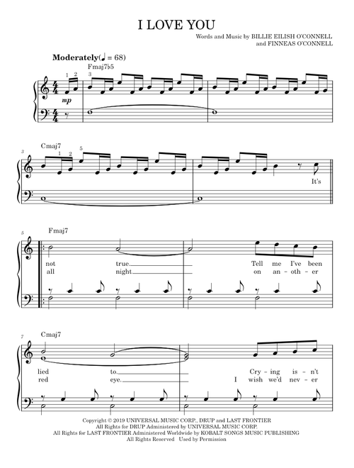 I love you - Billie Eilish (Easy Piano)