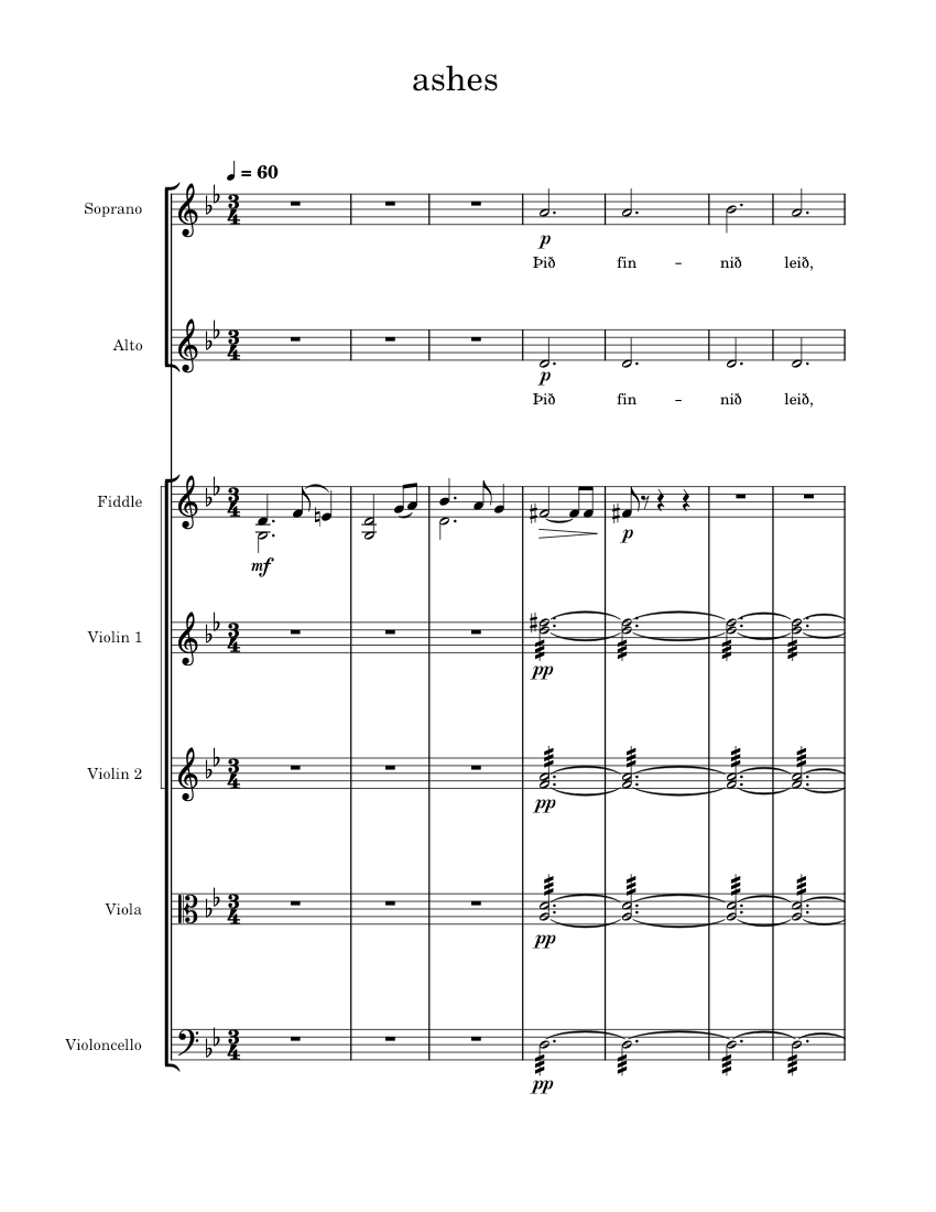 Ashes – Bear McReary Sheet Music for Trombone, Soprano, Alto