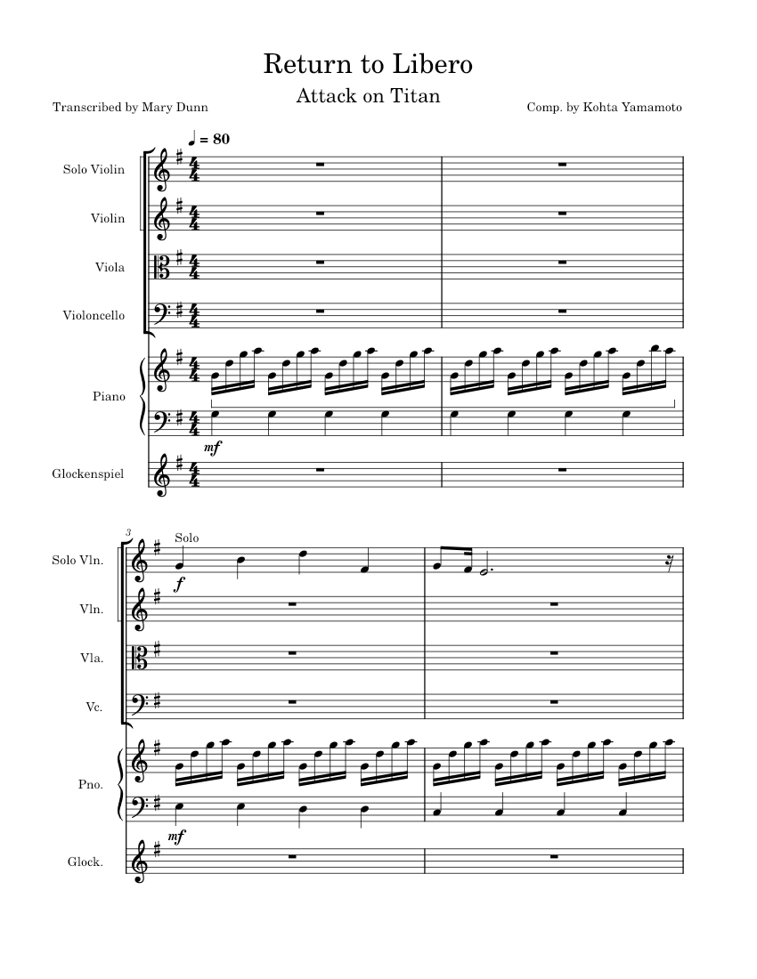 Memory Lane Vln ver. - Attack on Titan S4 Ep: 2 Sheet Music for