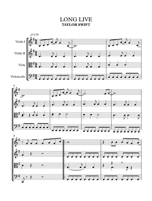 Long Live (Arr. Marcel Krasner) - Taylor Swift (String Quartet)