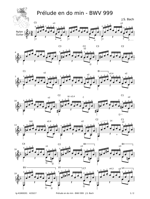 Prélude en do min BWV 999