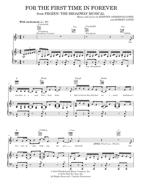 For the First Time in Forever - Kristen Anderson Lopez (Piano-Vocal-Guitar)