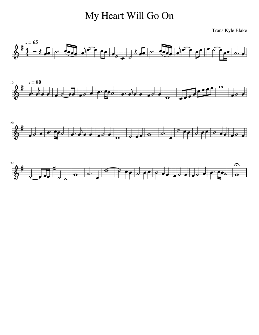 My Heart Will Go On French Horn Solo Sheet music for French horn Solo Musescore