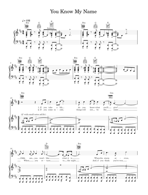 You know my name - Chris Cornell (Piano-Voice)