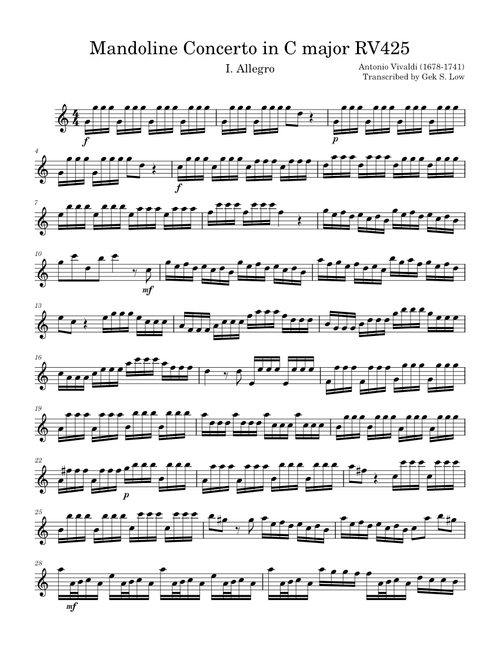 Mandolin Concerto in C major, RV 425 – Antonio Vivaldi