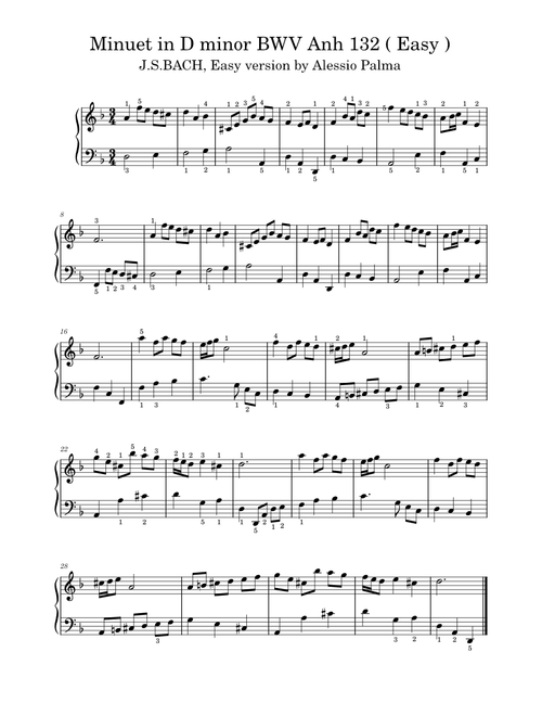 Minuet in D minor BWV Anh 132