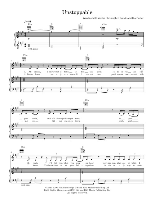 Unstoppable - Sia (Piano-Voice-Guitar)