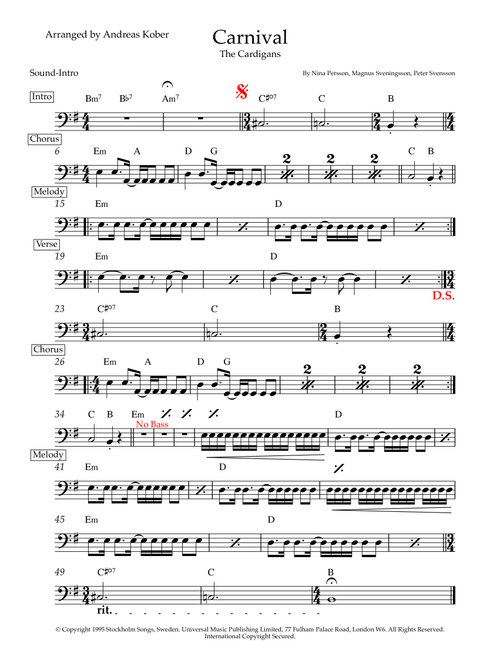 Carnival (Arr. Andreas Kober) - The Cardigans (Instrumental Solo)