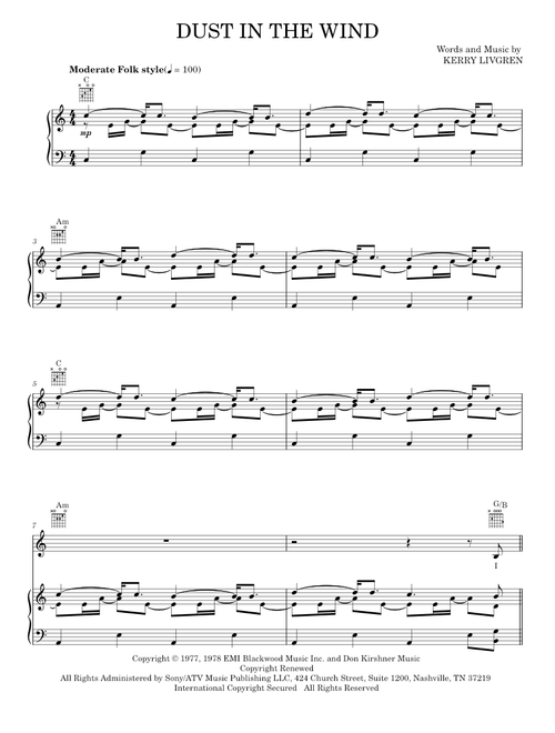 Dust in the wind - Kansas (Piano-Vocal-Guitar)
