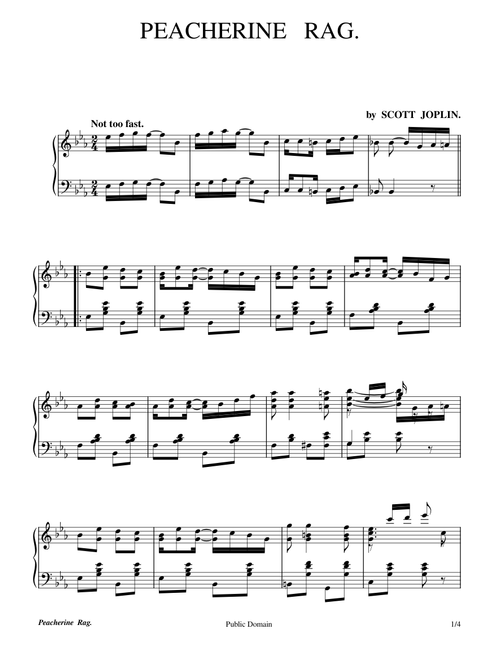 Peacherine Rag - Scott Joplin - 1901 – Scott Joplin Peacherine Rag - Scott Joplin - 1901