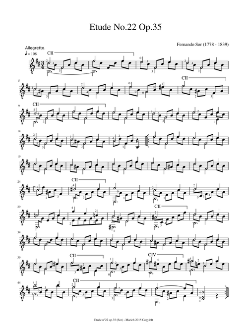Etude No.22 Op.35 - Fernando Sor (1778 - 1839)