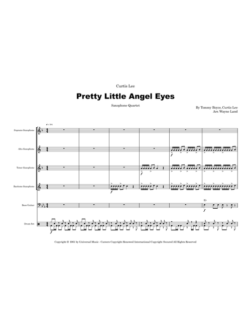 Pretty Little Angel Eyes (Arr. Wayne Land) - Curtis Lee (Woodwind Ensemble)