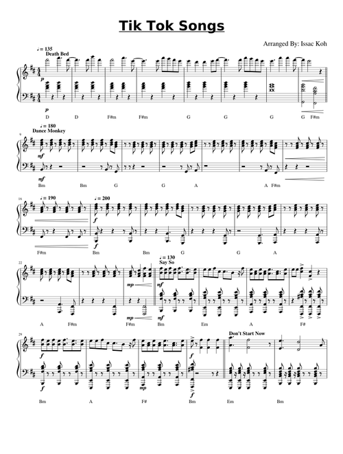 Mashup Of Tik Tok Songs (Piano)