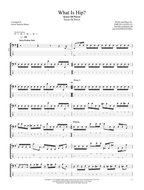What Is Hip? (Arr. Gavin Jackson Music) - Tower Of Power (Bass Tab)