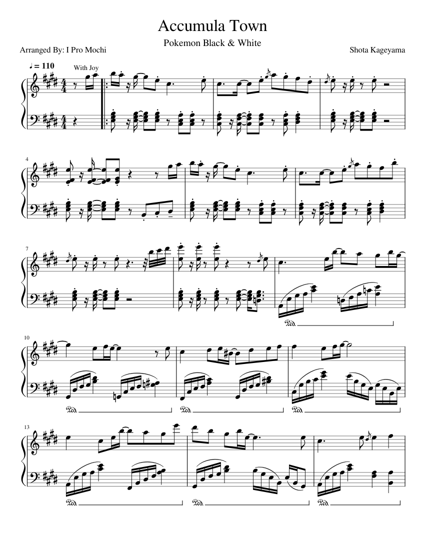 Accumula Town (Furret Walk) Sheet Music For Piano (Solo) | Musescore.com